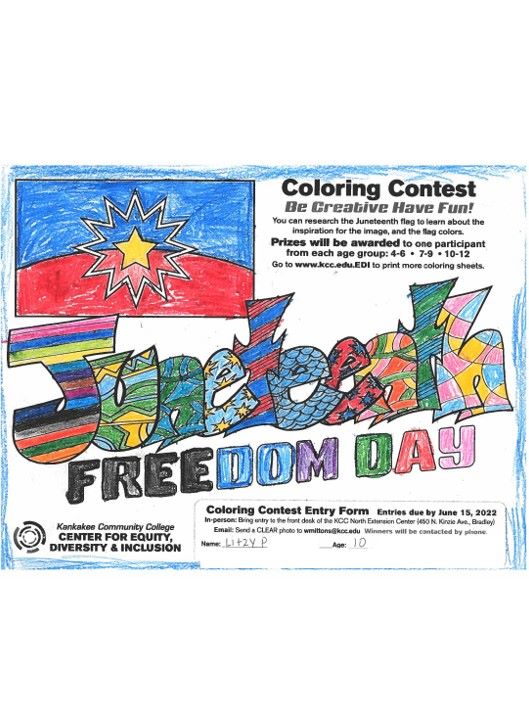 Juneteenth coloring entry from Litzy P. age 10
