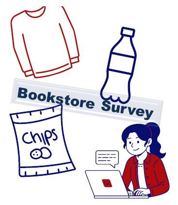Graphic with the words "Bookstore Survey"