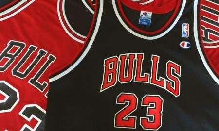 Red and black Chicago Bulls jerseys