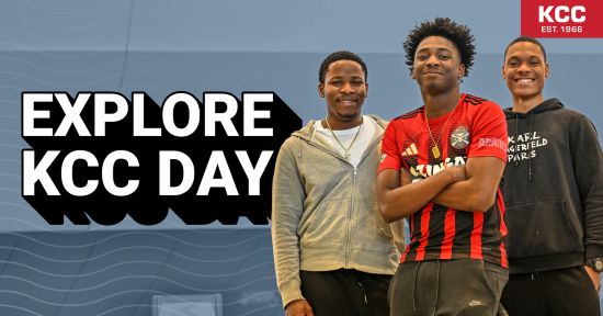 KCC students with text "Explore KCC Day" KCC students with text "Explore KCC Day"