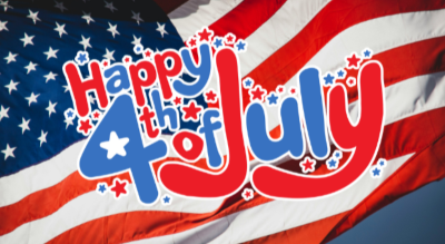 American flag image with "Happy 4th of July text" - flag image by Jon Sailer