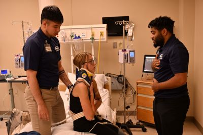 KCC health careers students participate in a Physical Therapy Assistant simulation exercise on Oct. 16