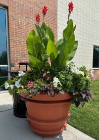 Decorative planter at Kankakee Community College Riverfront Campus