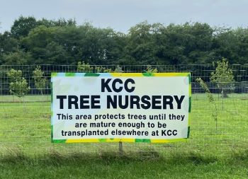 Tree nursery sign at Kankakee Community College Riverfront Campus