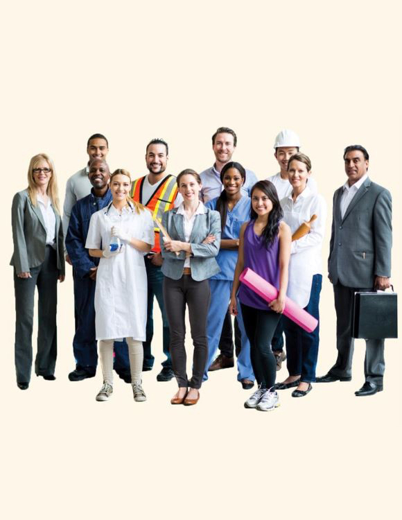 A group of people from various job fields