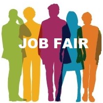 Silhouette of people with "Job Fair" text