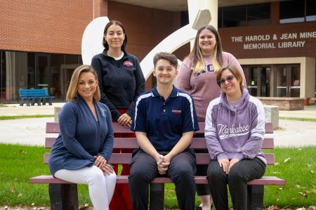 KCC's Financial Aid team - Top row: L-R Megan Ponton and Brenna Bruno; Bottom row: L-R Kendra Souligne, Atticus Jacobsen and Kayla McKown