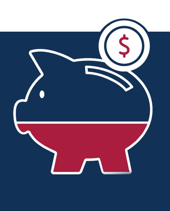 Piggy bank with coin graphic