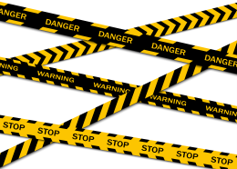 Set of Warning tapes Warning tape which says Warning, Danger and Stop