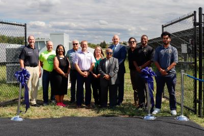 L-R: KCC trustee Patrick Martin, professor Patrick Klette, professor Clay Sterling, vice president for academic affairs Dr. Quincy Rose-Sewell, Physical Plant Department director Rob Kenney, vice president for business affairs Beth Nunley, Dr. Sarode Pundaleeka, KCC president Dr. Michael Boyd, REE associate director of operations Laron Hawkins, REE CEO Brian Maillet, and REE employee Justin Jones commemorating the opening of the solar array on Sept. 25, 2024