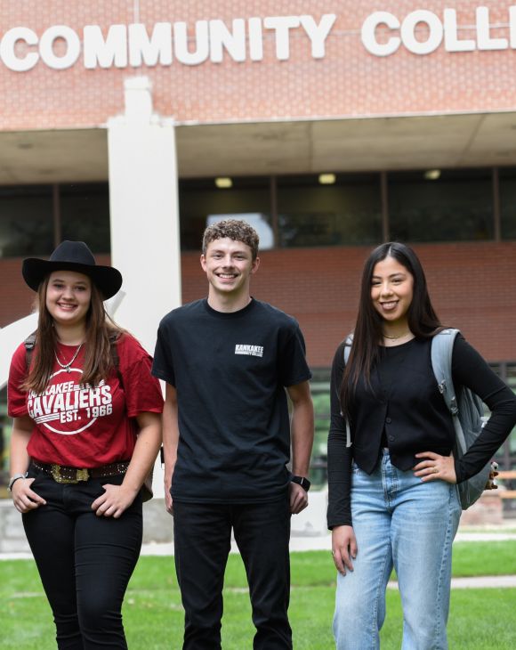 Robyann Morris, Robert Rogers and Kaitlyn Medina on KCC’s south lawn