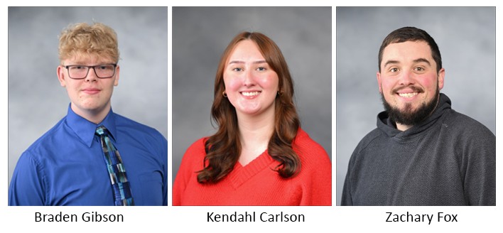 L-R: Braden Gibson, Kendahl Carlson, Zachary Fox